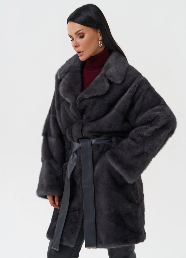 Норковая шуба с английским воротником модель № 28121 универмаг малина