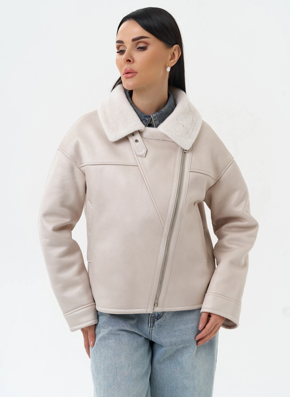 Короткая дубленка из эко замши