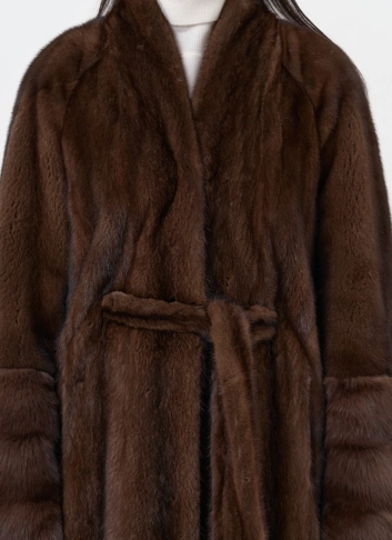 Шуба из скандинавской норки с куницей фото