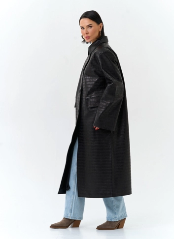 Женский плащ из натуральной кожи 